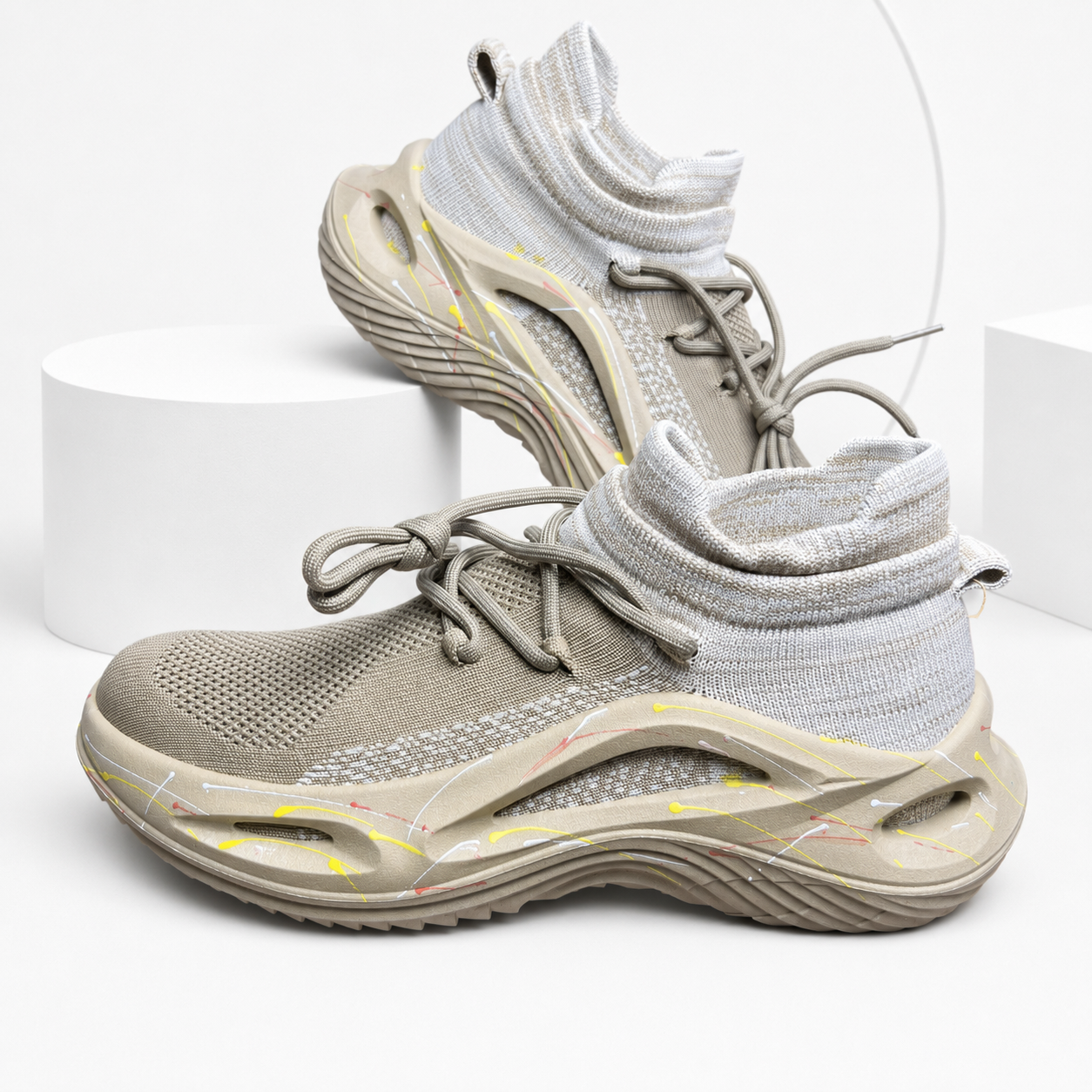 Men's Knit Outdoor Sneakers (SAND) Imported