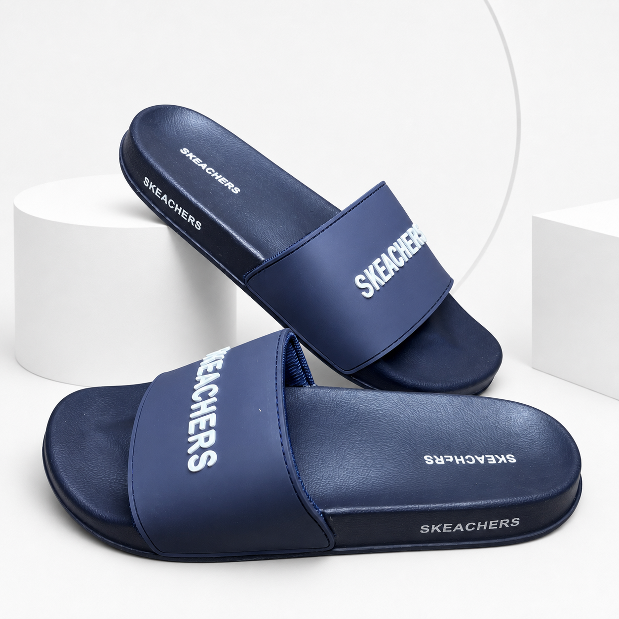 Skketchers Comfort Slides (Navy)
