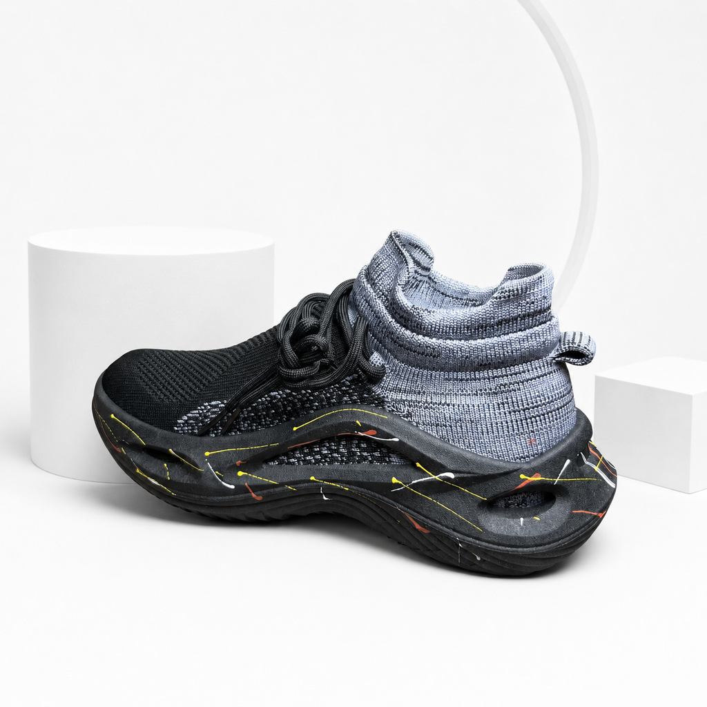 Men's Knit Outdoor Sneakers (Black) Imported