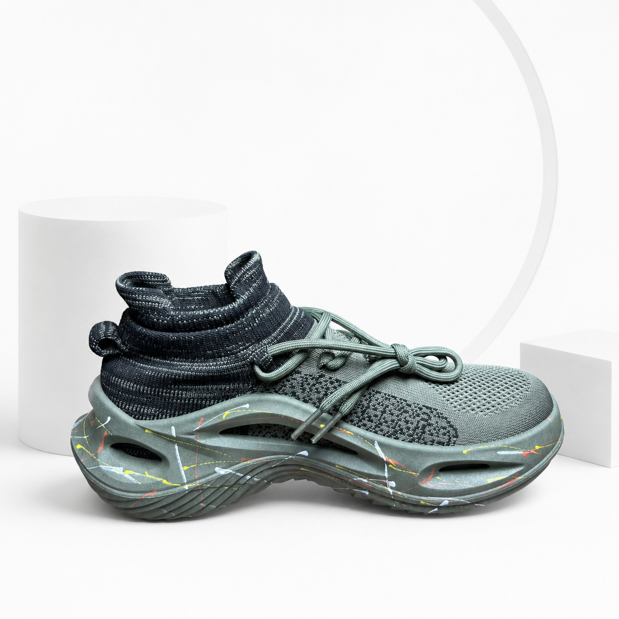 Men's Knit Outdoor Sneakers (GRAPHITE) Imported