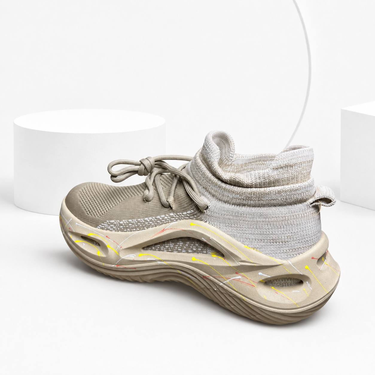 Men's Knit Outdoor Sneakers (SAND) Imported
