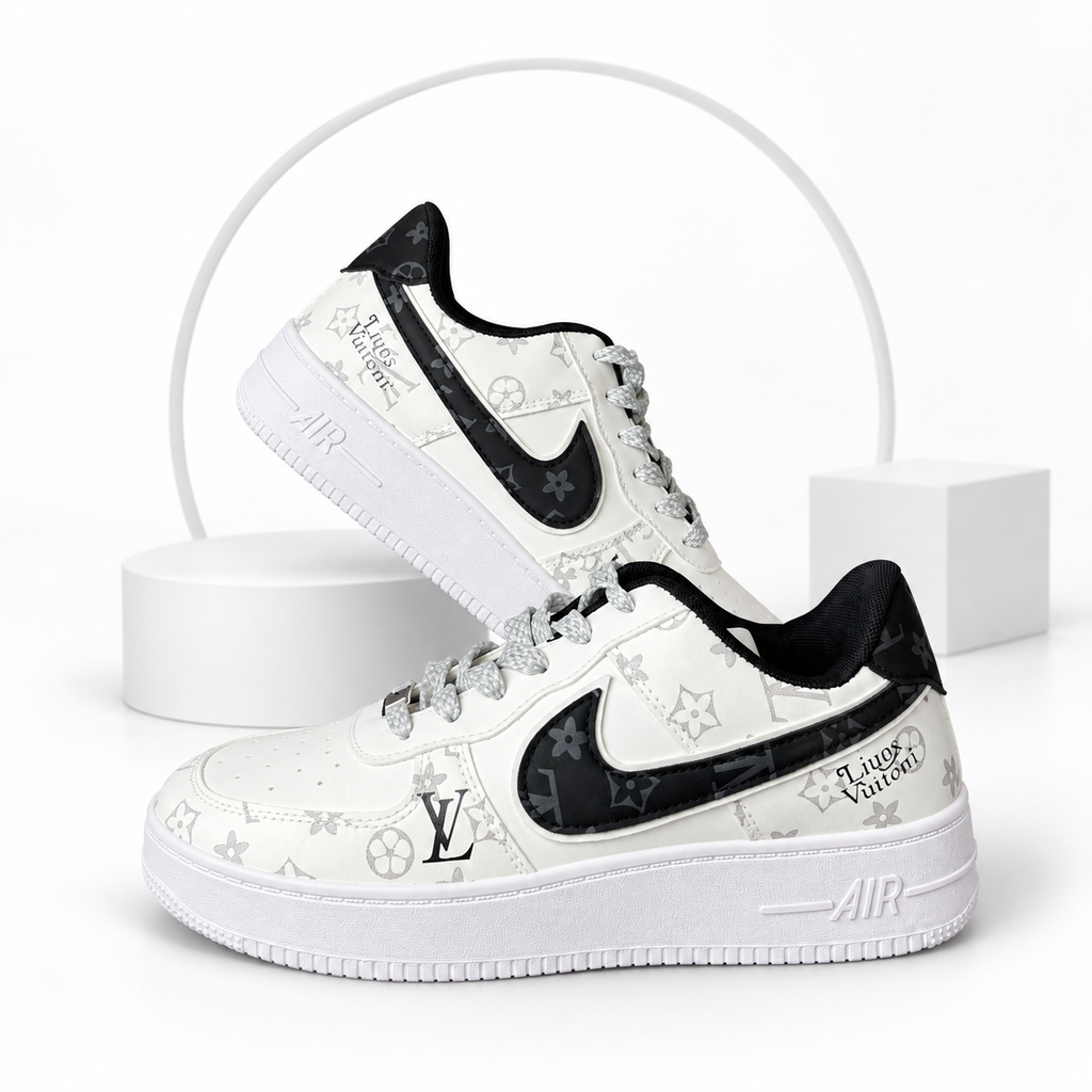 LV Edition White & Black Air Sneakers