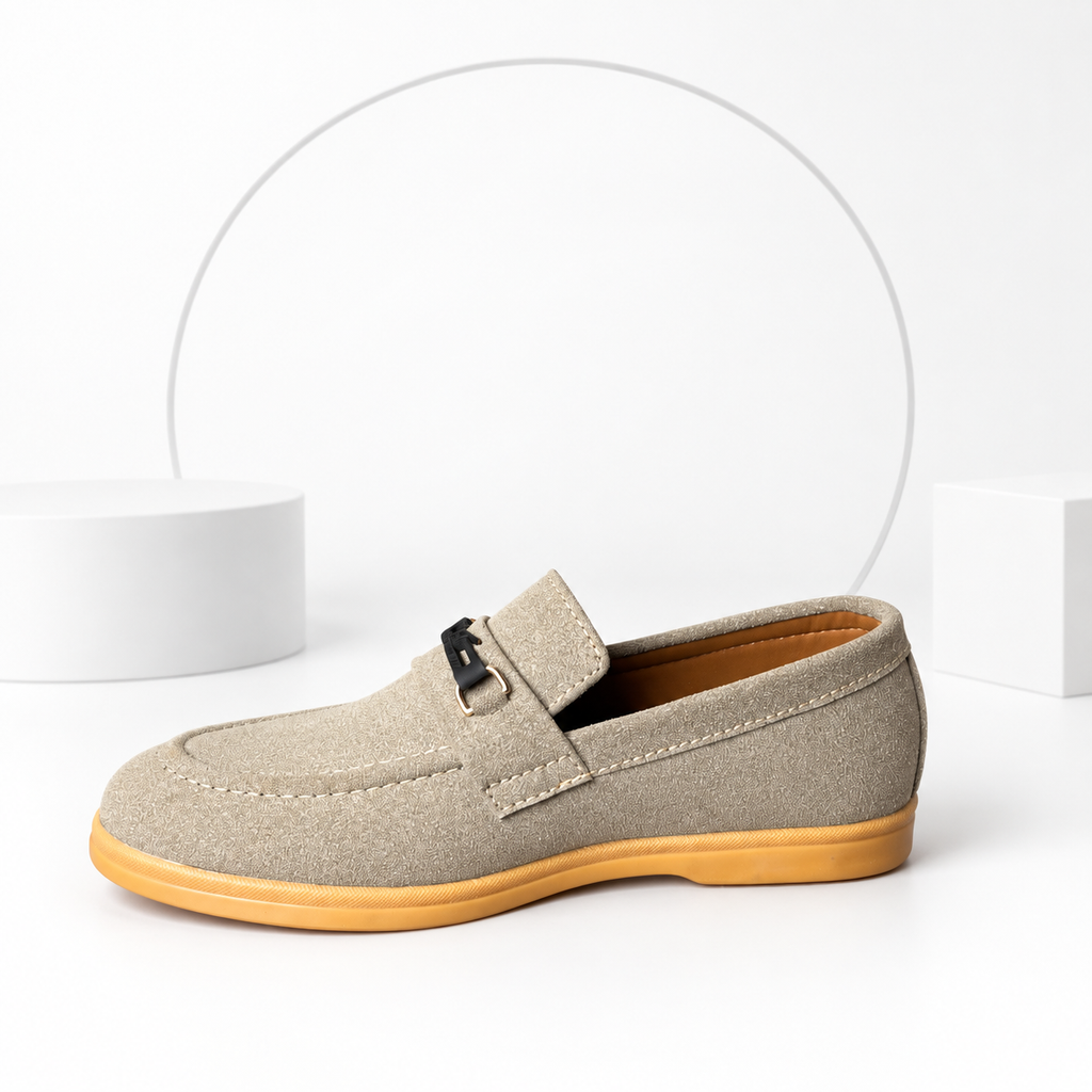 Men’s Cream Loafers – Tan Sole