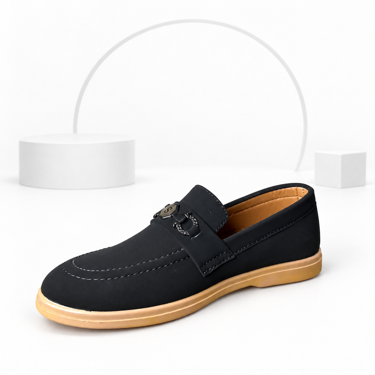Men’s Black Buckle Loafers