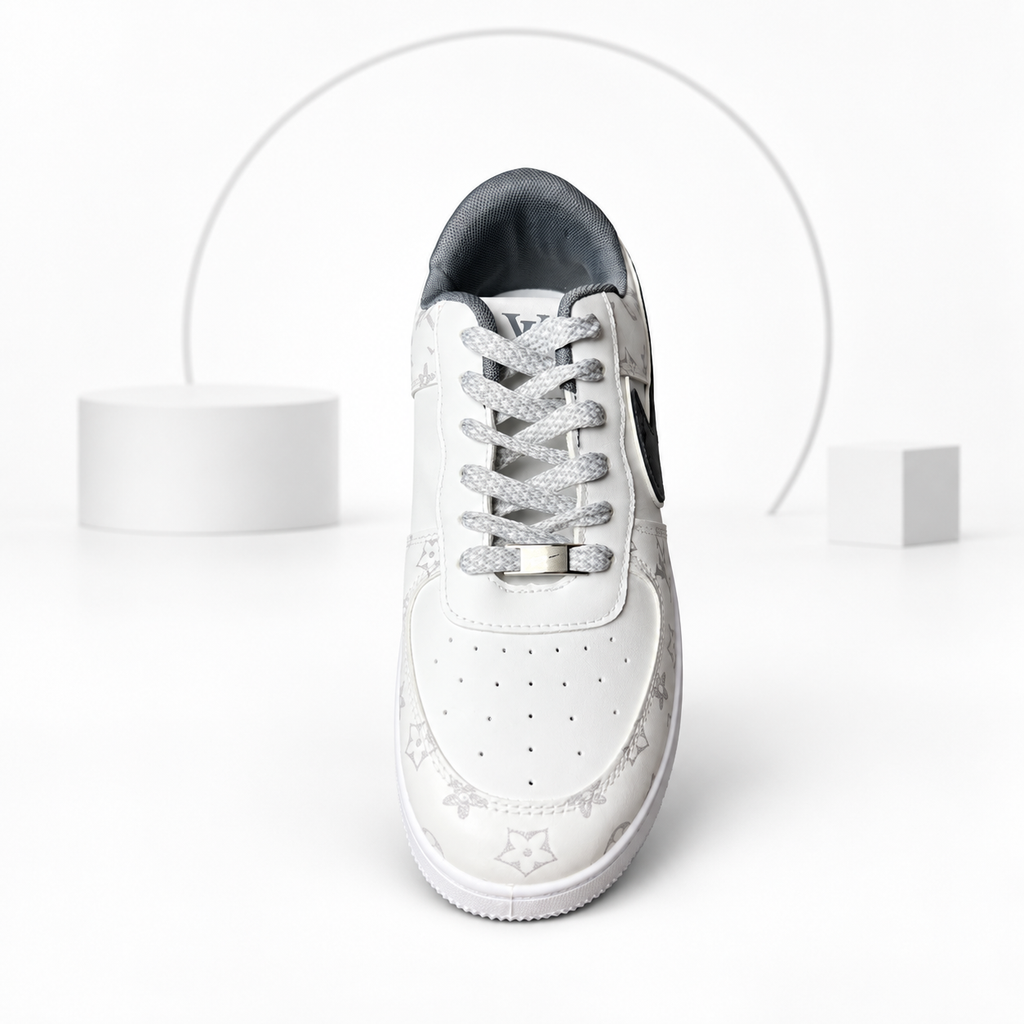 LV Edition White & Dark Grey Air Sneakers