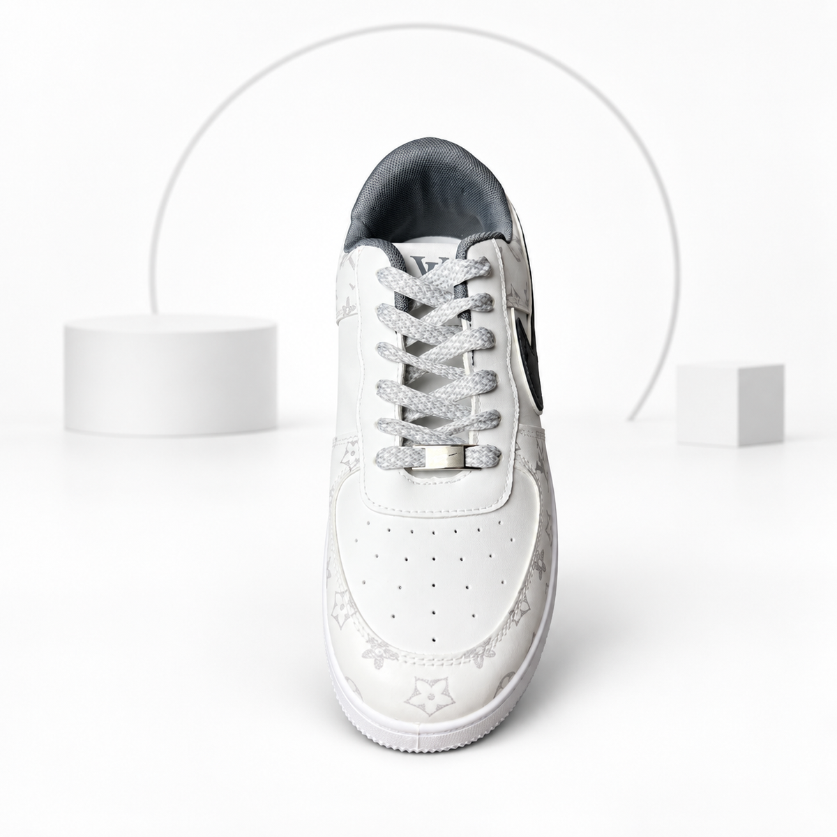 LV Edition White & Dark Grey Air Sneakers