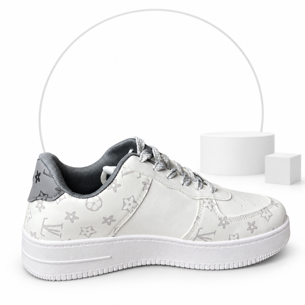 LV Edition White & Dark Grey Air Sneakers