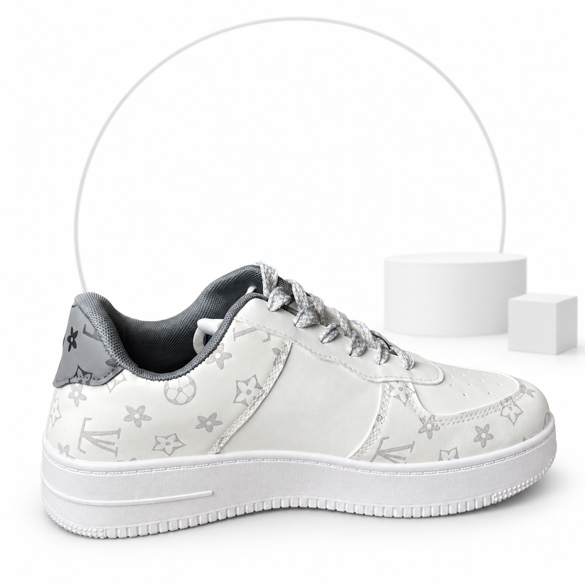 LV Edition White & Dark Grey Air Sneakers