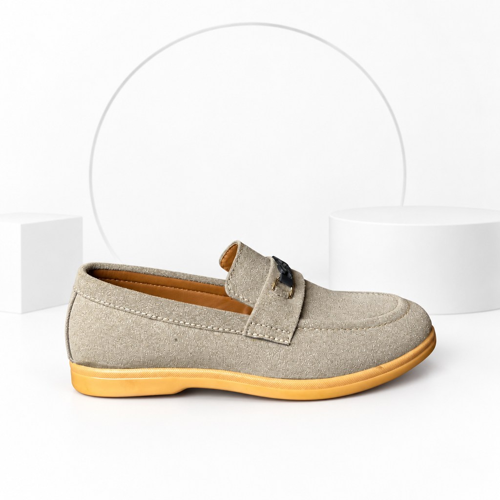 Men’s Cream Loafers – Tan Sole
