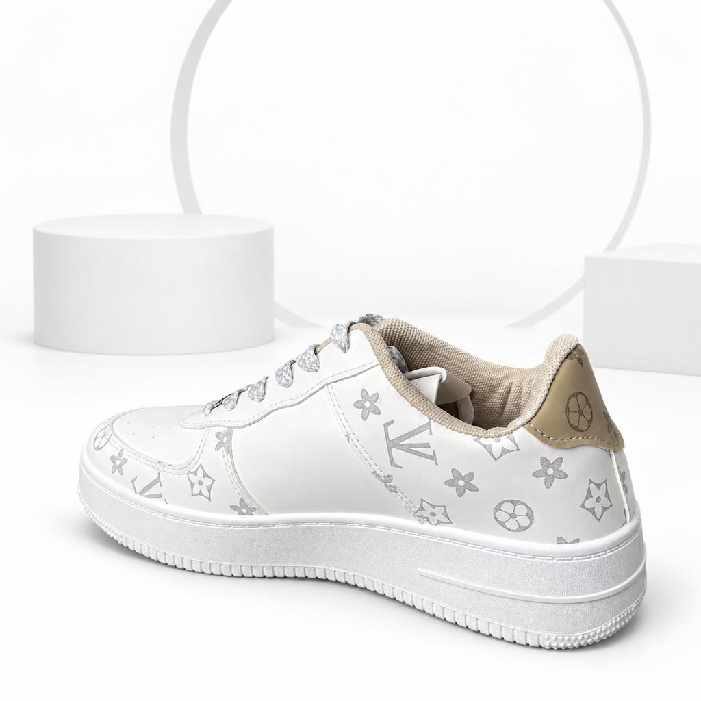 LV Edition White & Gold Air Sneakers