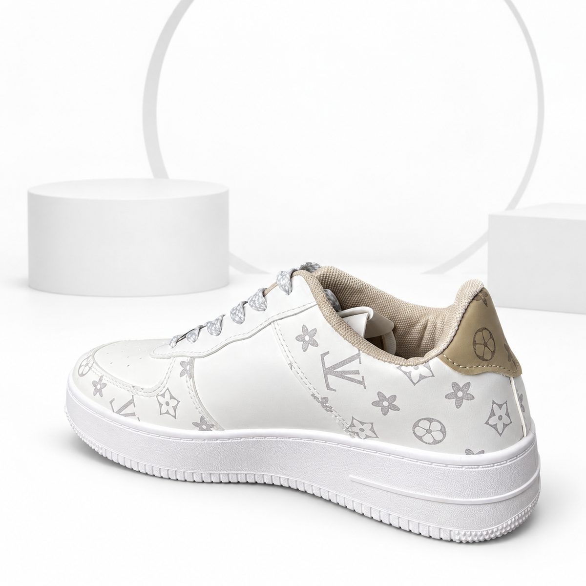 LV Edition White & Gold Air Sneakers