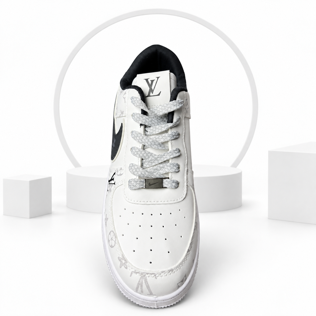 LV Edition White & Black Air Sneakers