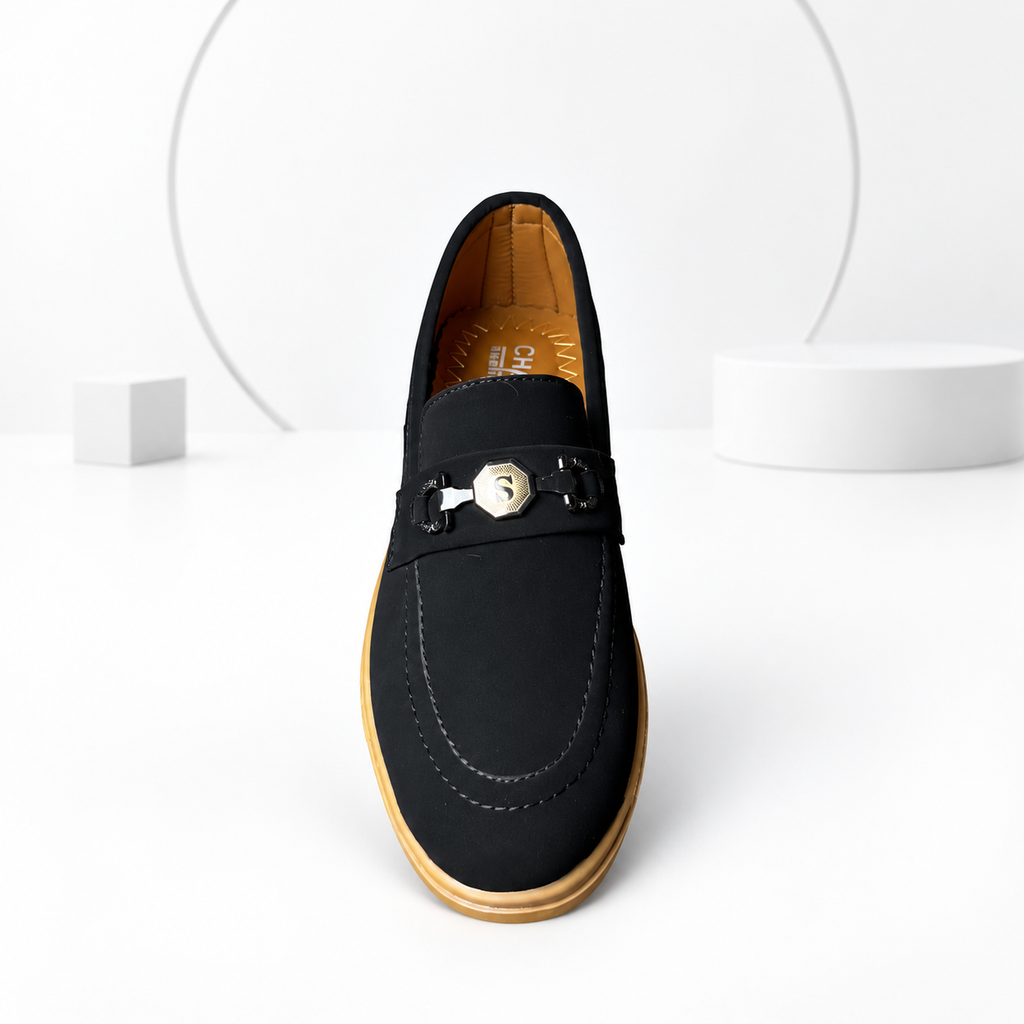 Men’s Black Buckle Loafers