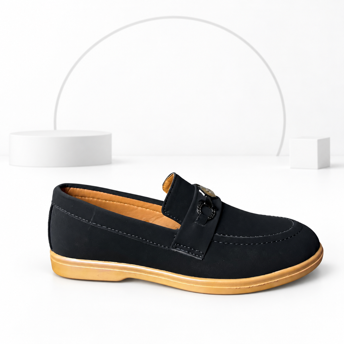 Men’s Black Buckle Loafers
