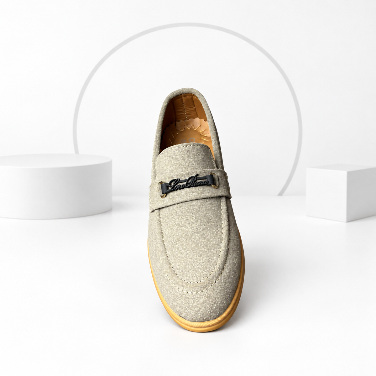 Men’s Cream Loafers – Tan Sole