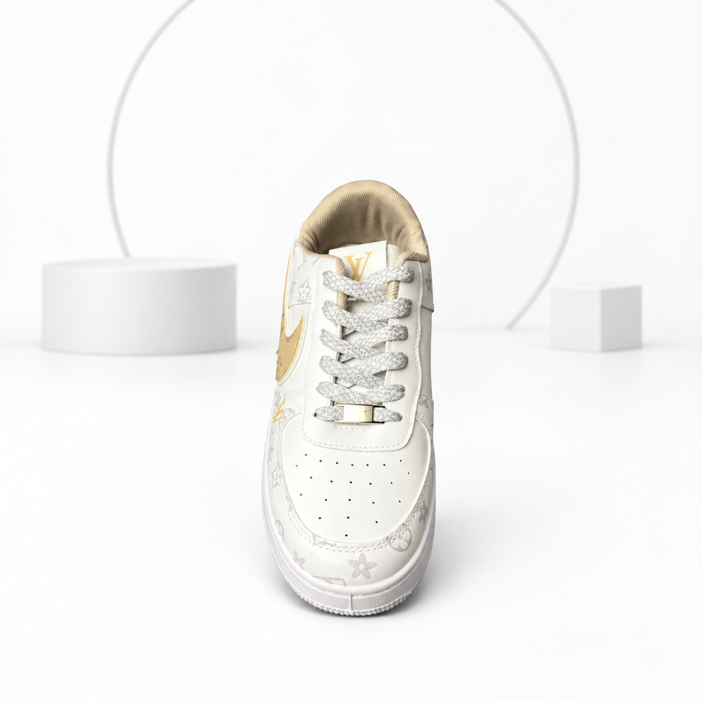 LV Edition White & Gold Air Sneakers