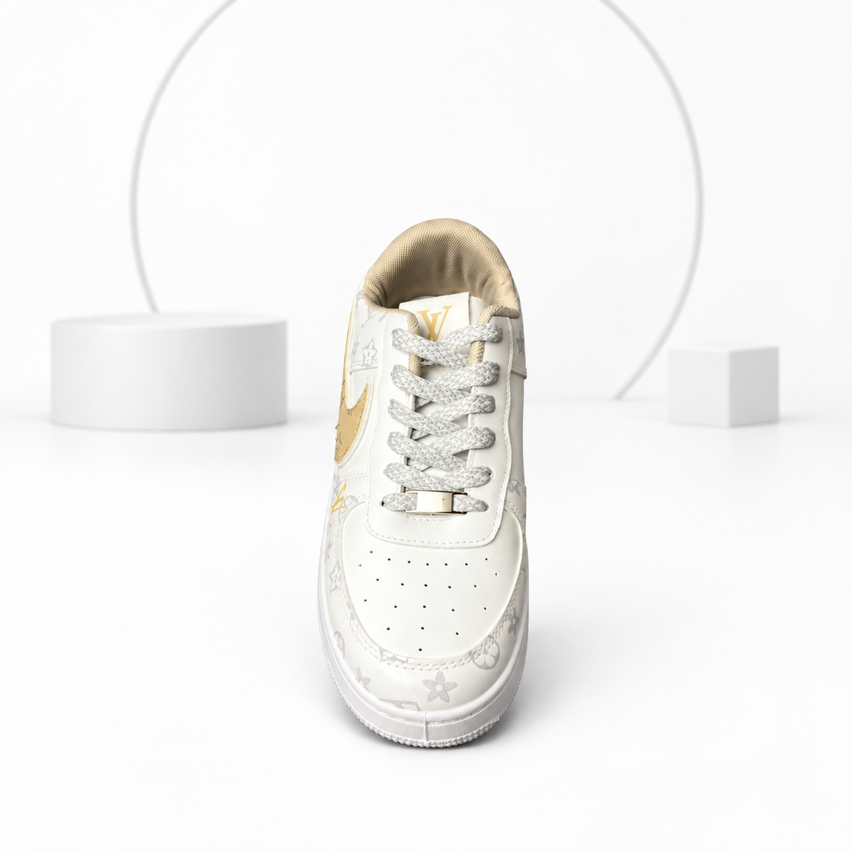 LV Edition White & Gold Air Sneakers