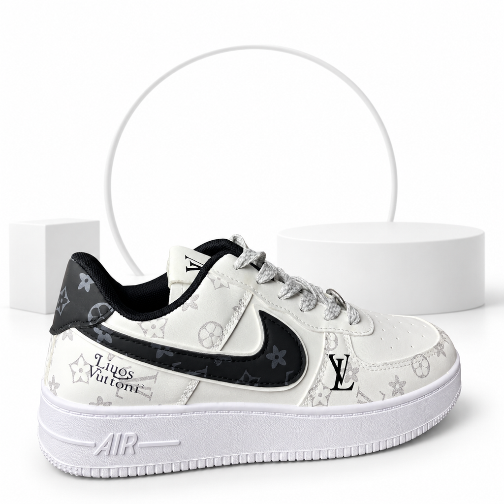 LV Edition White & Black Air Sneakers