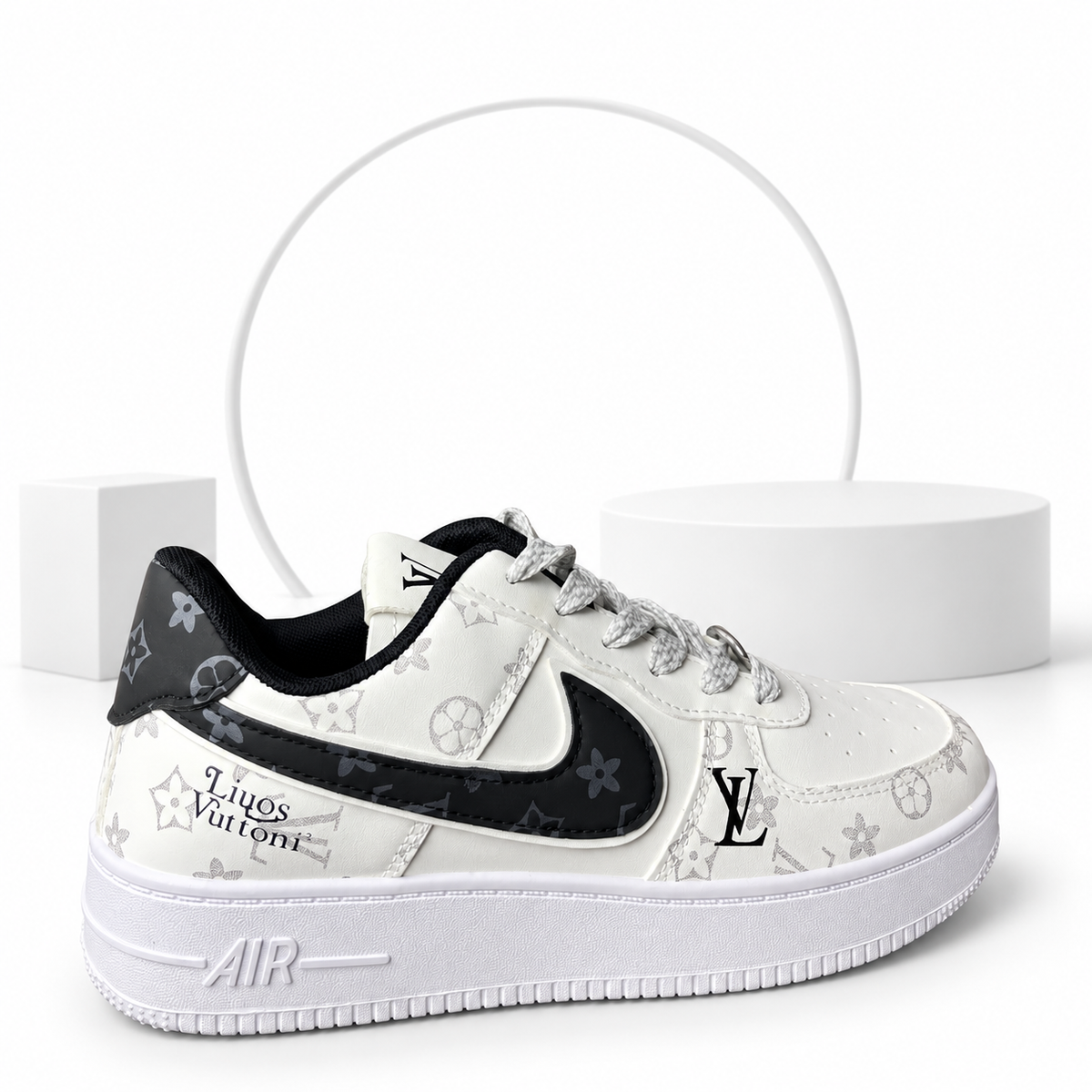 LV Edition White & Black Air Sneakers