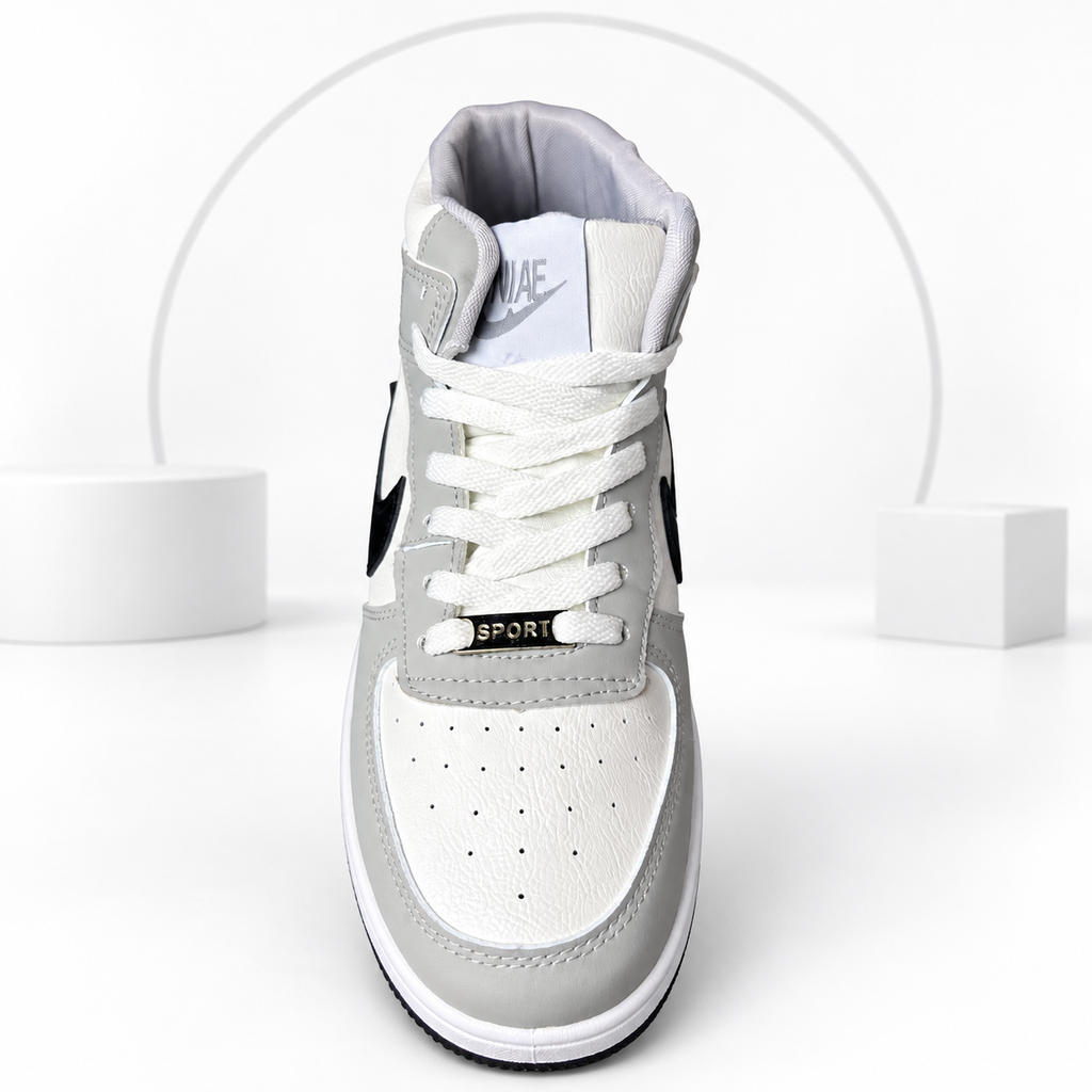 AJ-1 Mid White, Grey & Black
